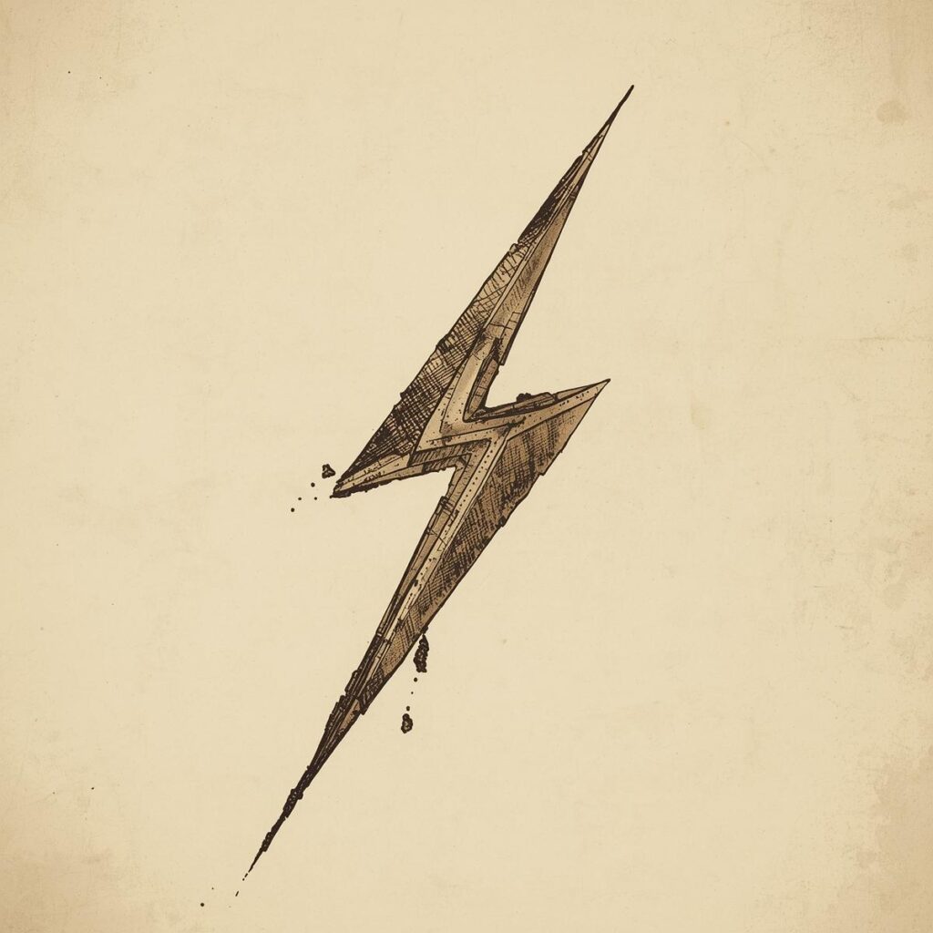 dessine en sépia un éclair